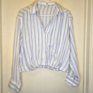 ✨Kut from the Kloth button up cotton striped oversized top NWT S